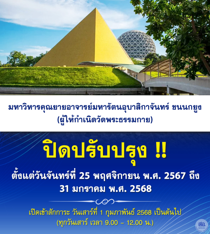 ปิดปรับปรุง !! มหาวิหารคุณยายอาจารย์มหารัตนอุบาสิกาจันทร์ ขนนกยูง