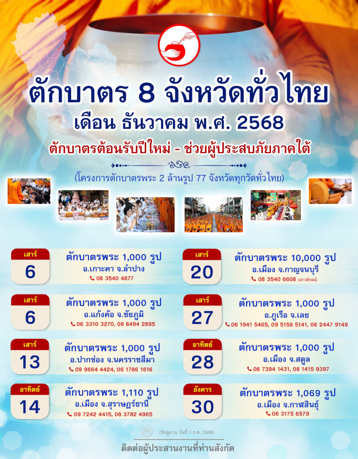 ตักบาตรพระ เดือนธันวาคม พ.ศ. 2568
