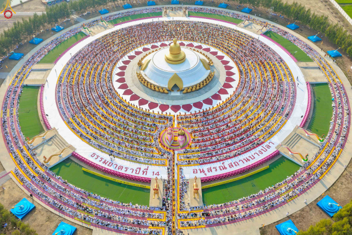 พิธีต้อนรับพระธรรมยาตราเส้นทางพระผู้ปราบมารปีที่ 14 ณ วัดบางภาษี-อนุสรณ์สถานบางปลา จังหวัดนครปฐม