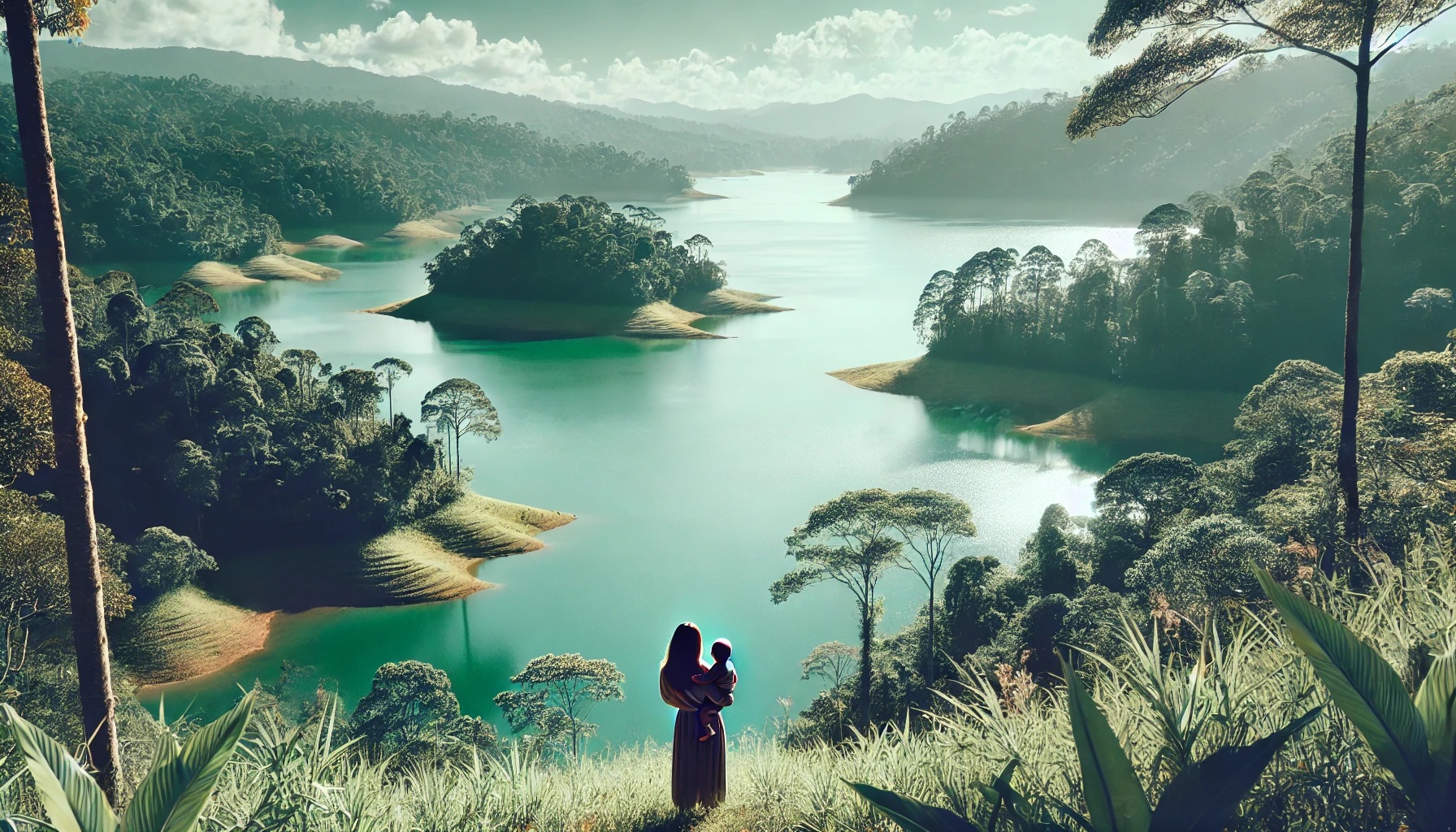 DALLÂ·E 2024-08-04 21.50.11 - A vast and expansive lake with calm waters stretching as far as the eye can see. The lake is surrounded by lush greenery and tall trees. In the foregr copy.jpg