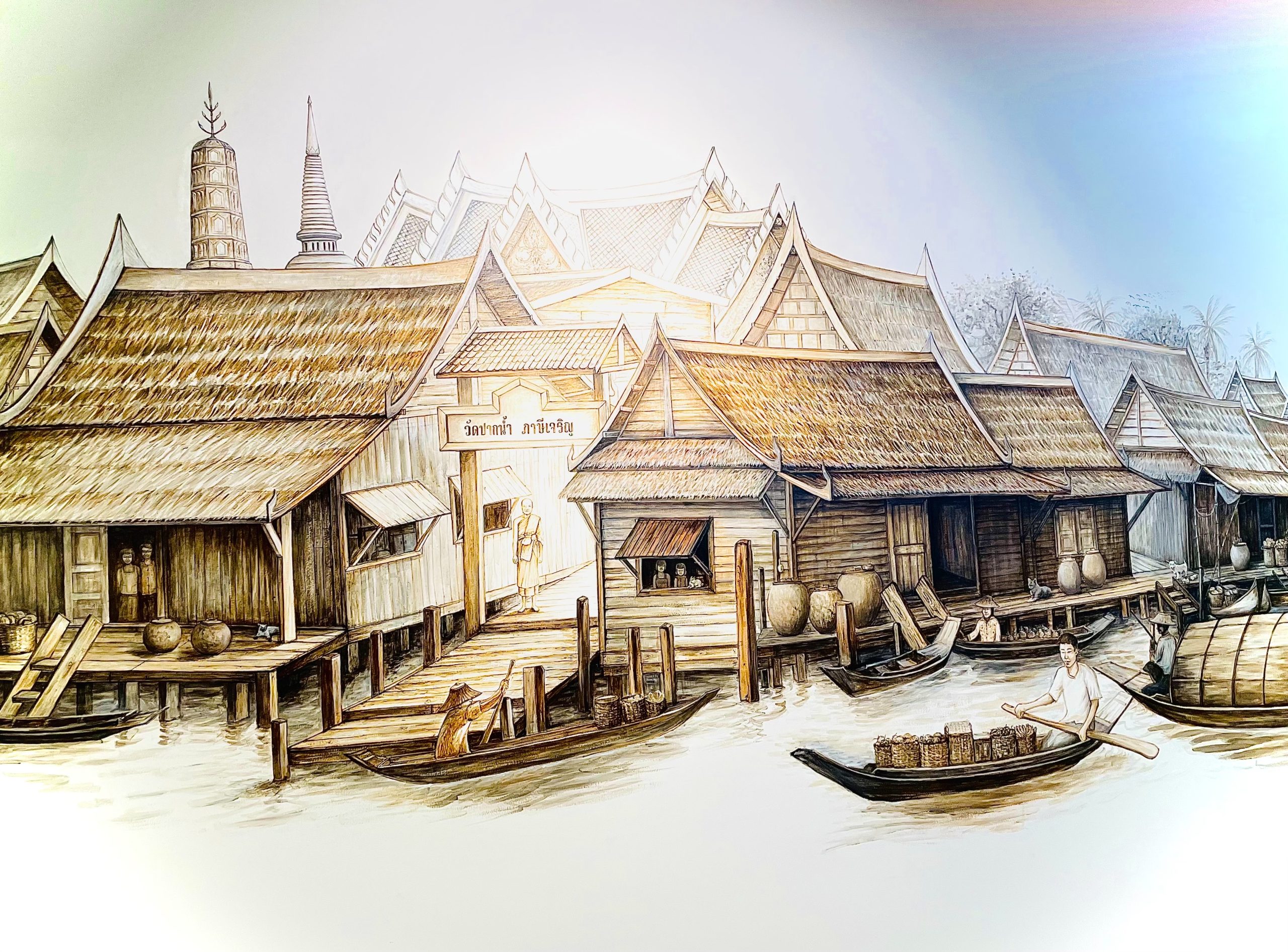 ภาพจำลอง บรรยากาศวัดปากน้ำสมัยที่พระเดชพระคุณหลวงปู่ยังมีชีวิตอยู่