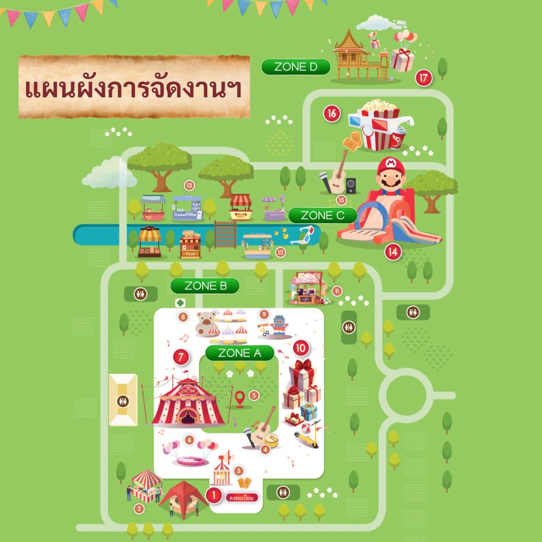 แผนผังกิจกรรมานวันเด็กแห่งชาติ ปีที่ 7 พ.ศ.2568 ณ วัดพระธรรมกาย