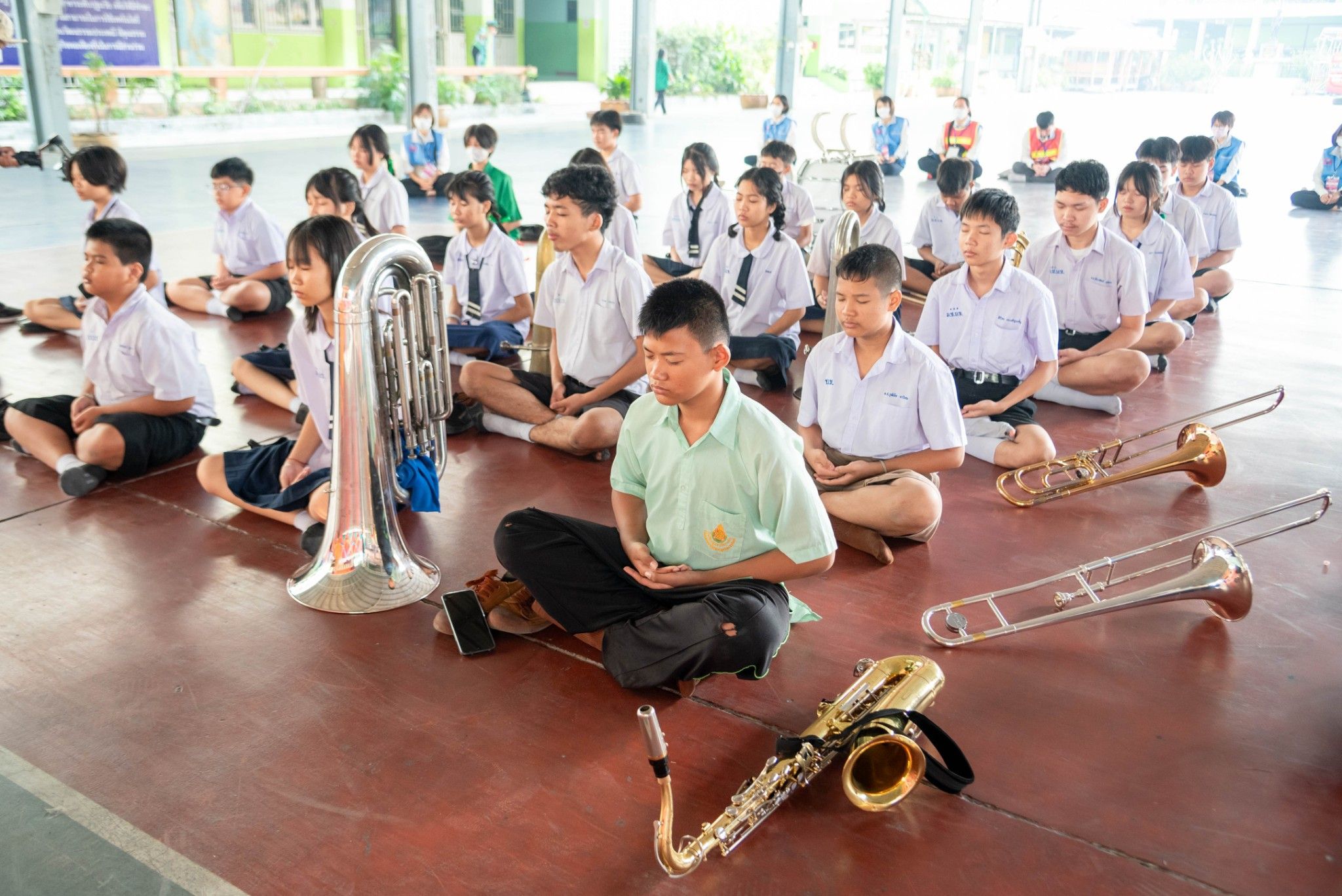 V-Marching Band ประชาสัมพันธ์แจ้งข่าวธรรมยาตรา ปีที่ 13 ณ บริเวณชุมชนรอบตลาดไอยรา จังหวัดปทุมธานี