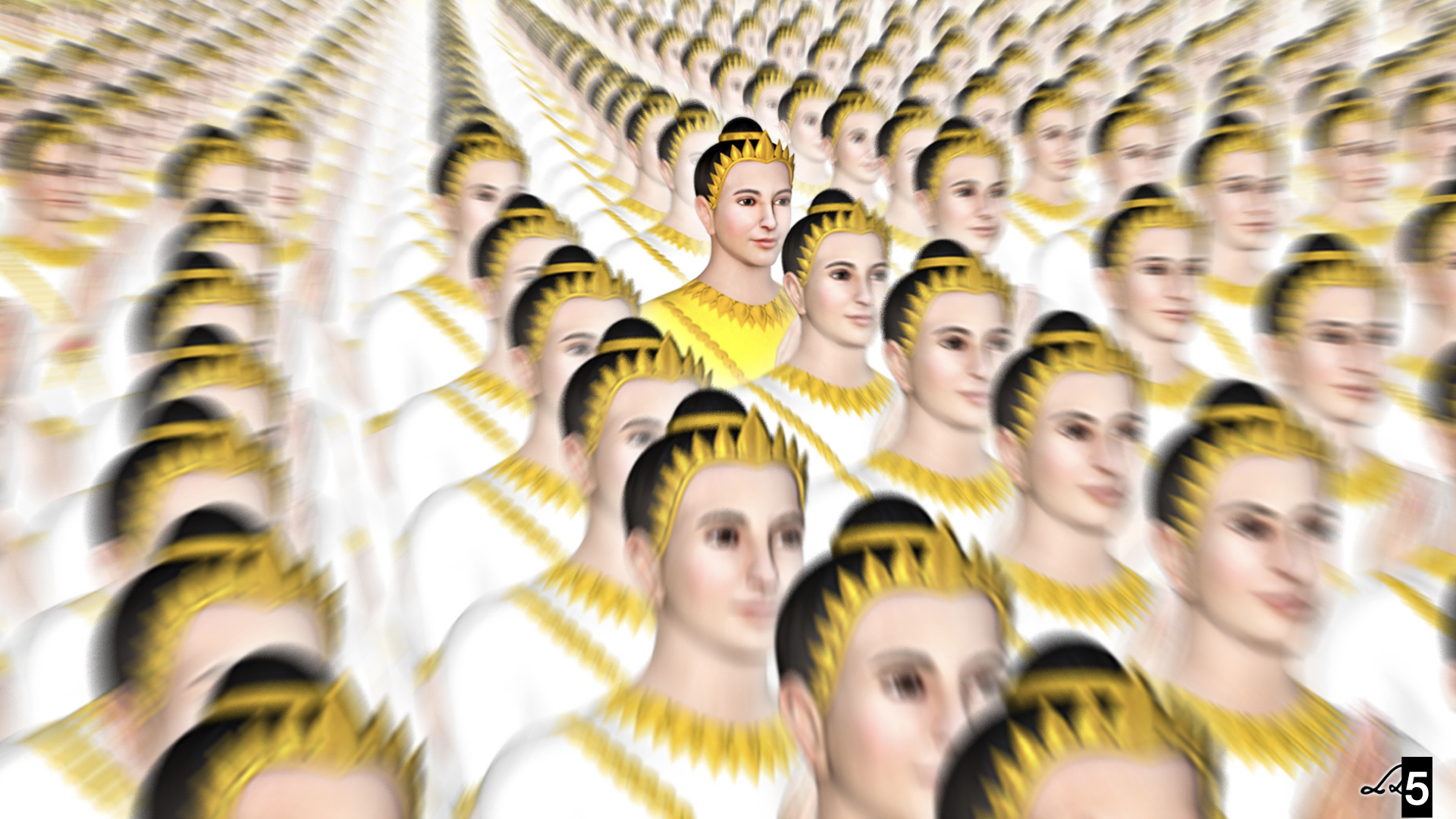 อังกุรเพทบุตรถูกเทวดาที่มีรัศมีมากกว่า ดันร่นไปด้านหลั่งเทวสภา