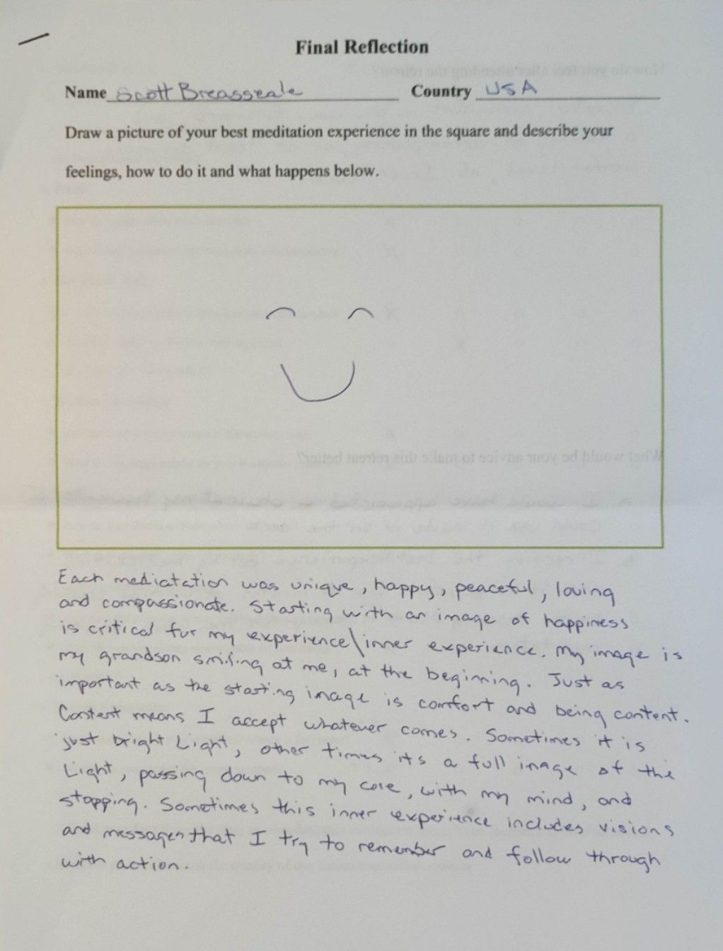 คุณสก็อตต์ เบรสซี เข้าสู่สมาธิได้อย่างอ่อนโยน พร้อมกับประสบการณ์ที่ลึกซึ้ง รวมถึงการเห็นองค์พระภายใน