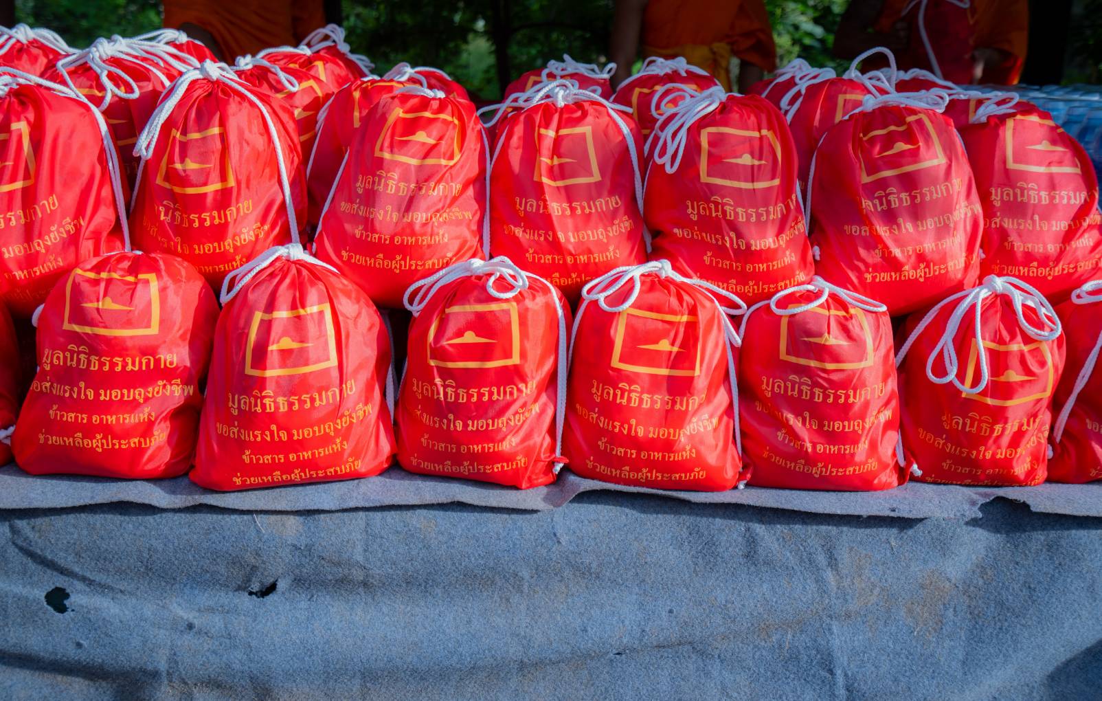 Distribution of relief supply bags to the flood victims in Ayutthaya