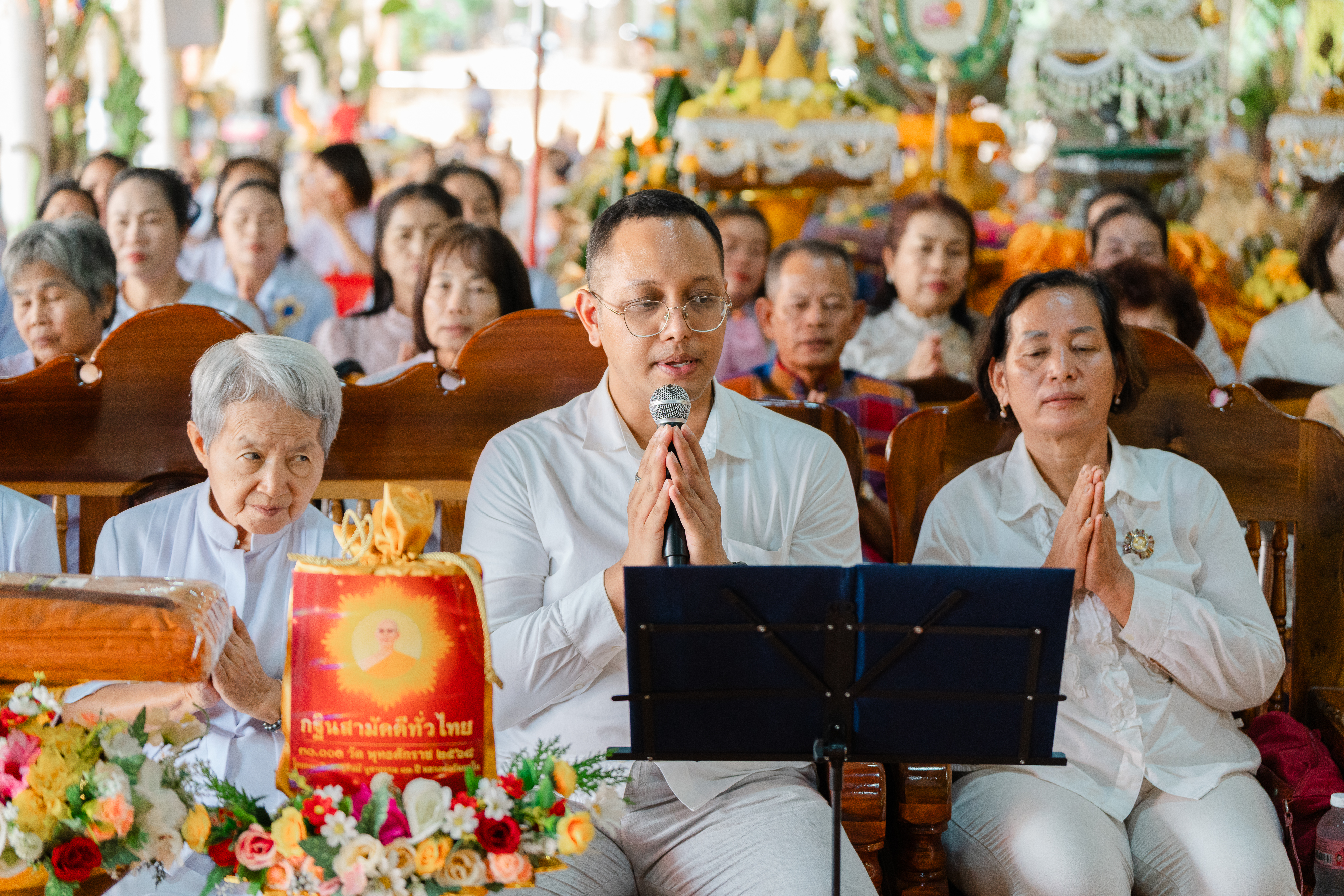 คณะศิษย์วัดพระธรรมกาย อัญเชิญพระบรมสารีริกธาตุ ประดิษฐาน ณ โฆสนิมิตเจดีย์ วัดป่านาอุดมวนาราม