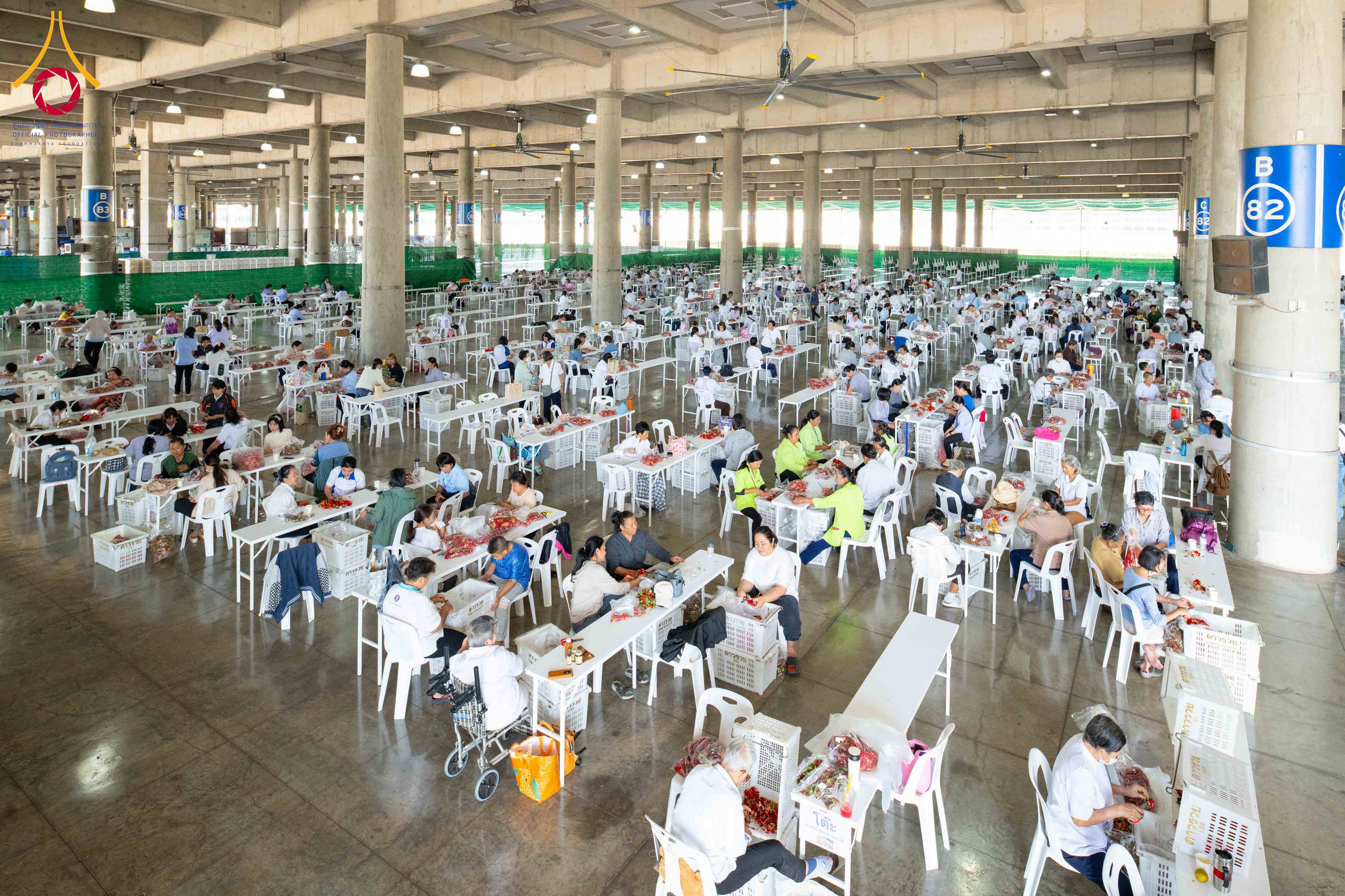 เจ้าหน้าที่วัดพระธรรมกาย และสาธุชน รับบุญปลิดกลีบดอกเบญจทรัพย์ และทรัพย์บานชื่น