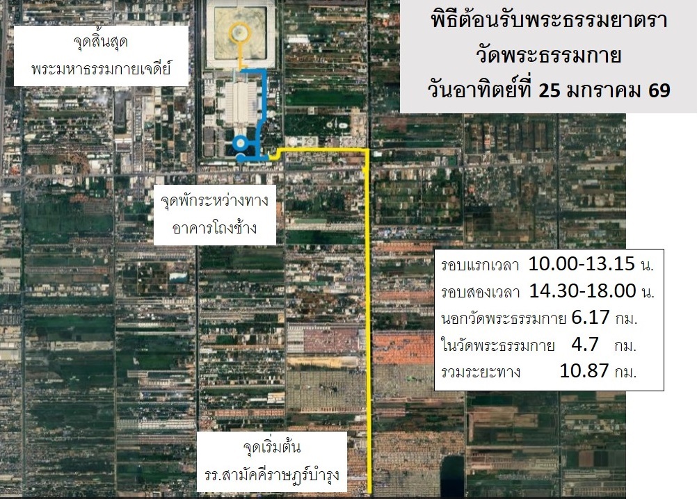 เส้นทางเดินธรรมยาตรา วันอาทิตย์ที่ 25
