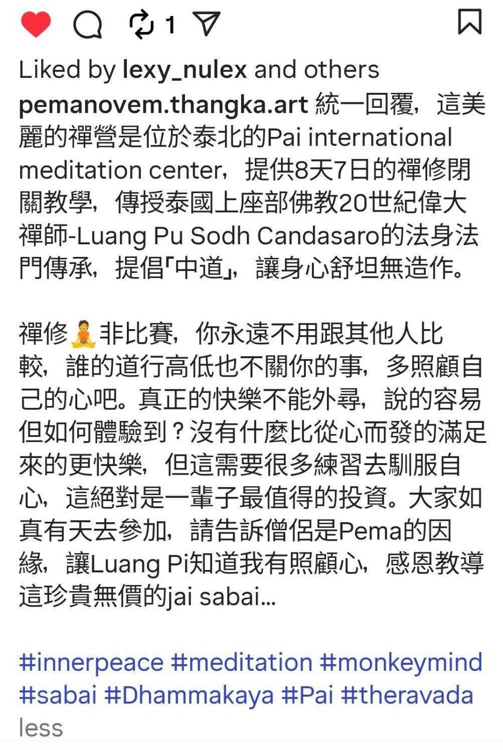 นักจิตรกรหญิงชาวฮ่องกง ร่วมปฏิบัติธรรมที่ศูนย์ปฏิบัติธรรมนานาชาติปาย