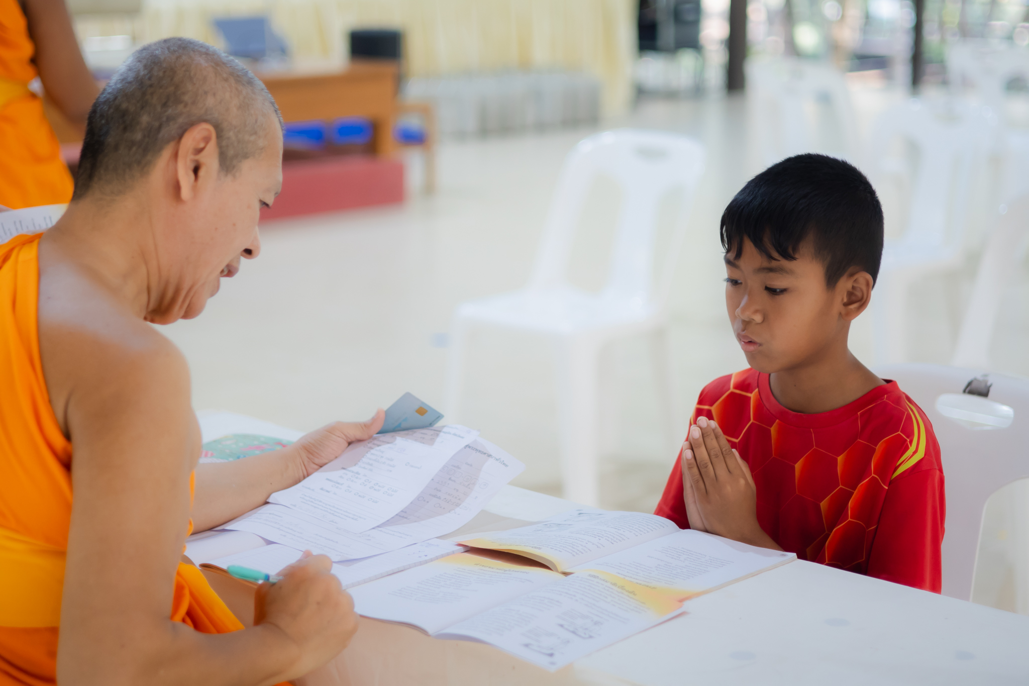 บรรยากาศการรายตัวเข้าร่วมอบรมโครงการบรรพชาสามเณรภาคฤดูร้อน ณ ศูนย์ปฏิบัติธรรมแก้วเมืองเลย