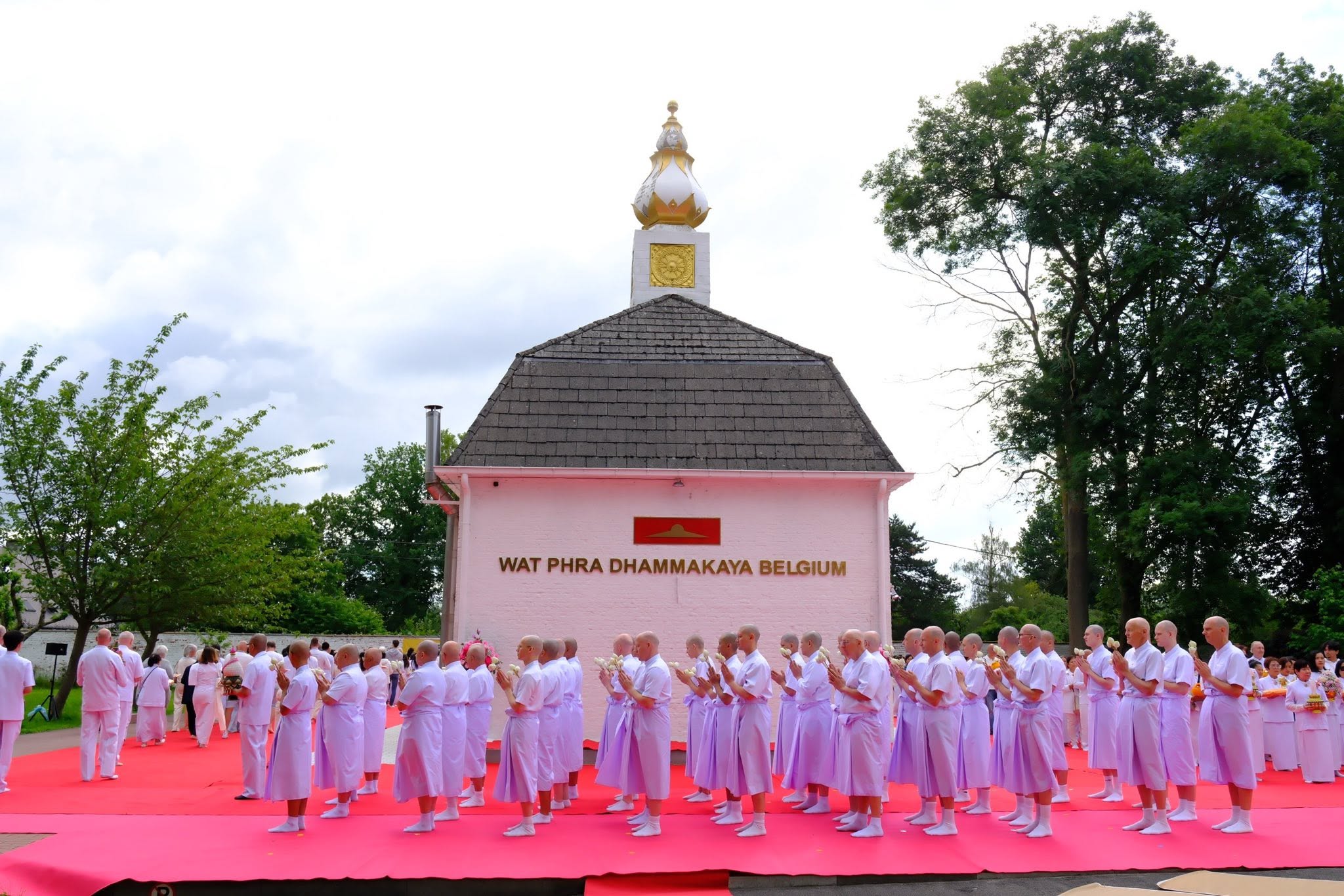 The mass ordination of 38 ordinands at Wat Phra Dhammakaya Belgium