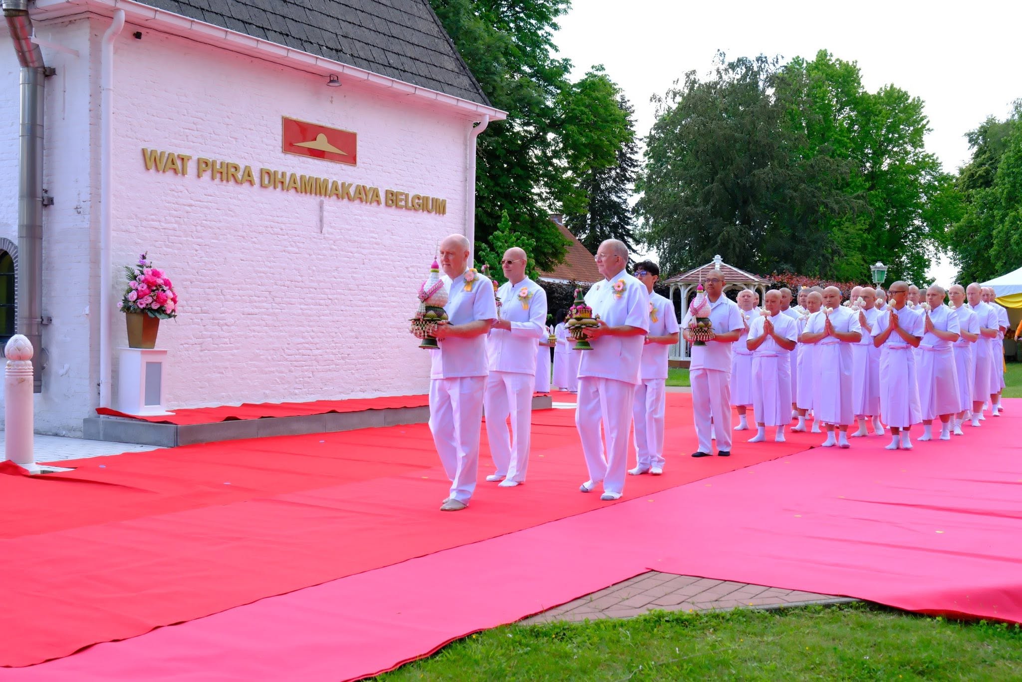 The mass ordination of 38 ordinands at Wat Phra Dhammakaya Belgium