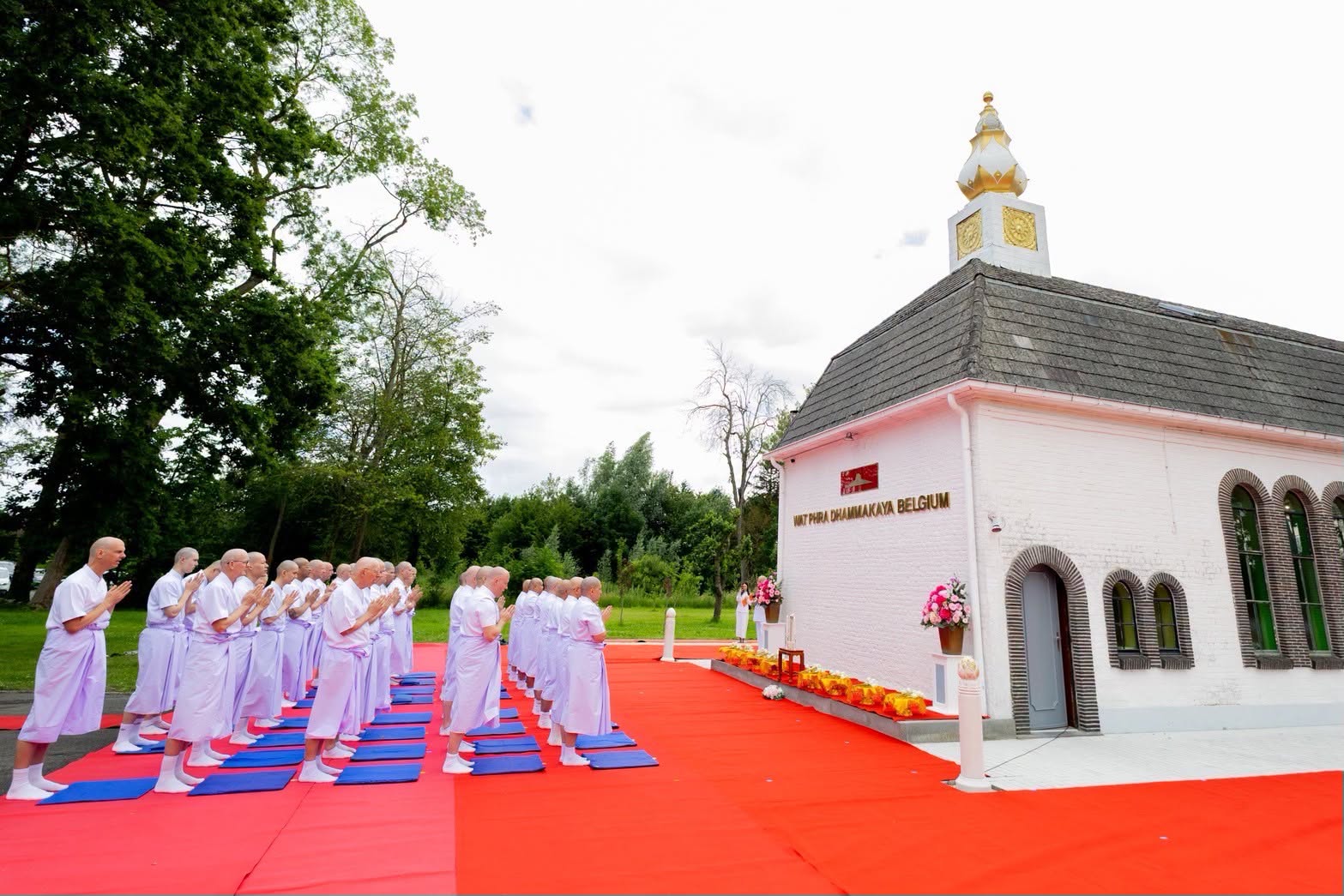 The mass ordination of 38 ordinands at Wat Phra Dhammakaya Belgium
