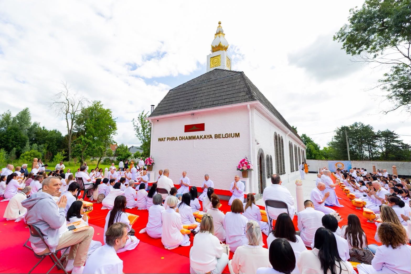The mass ordination of 38 ordinands at Wat Phra Dhammakaya Belgium