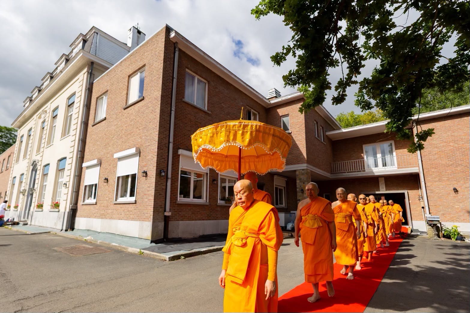 The mass ordination of 38 ordinands at Wat Phra Dhammakaya Belgium