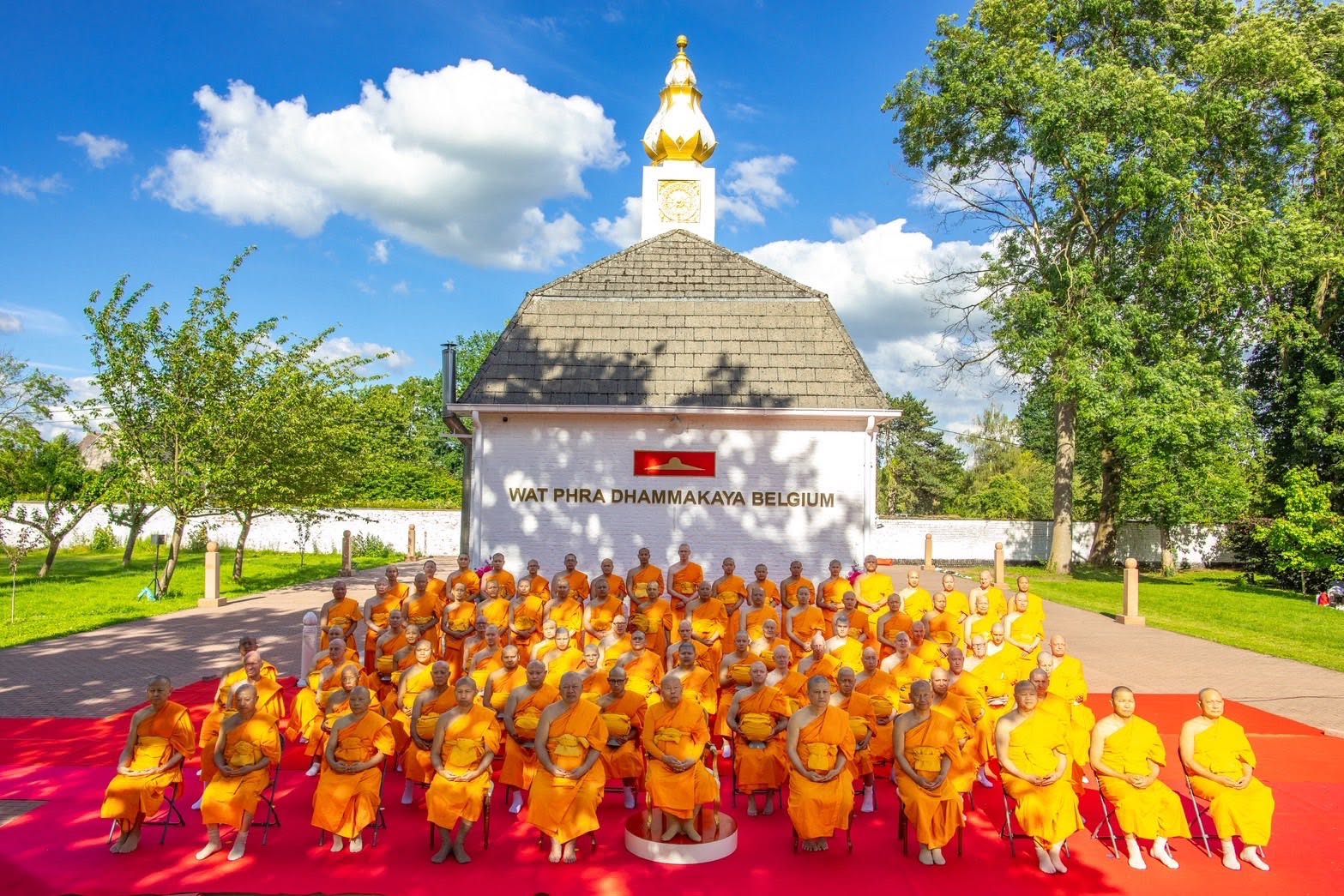 The mass ordination of 38 ordinands at Wat Phra Dhammakaya Belgium