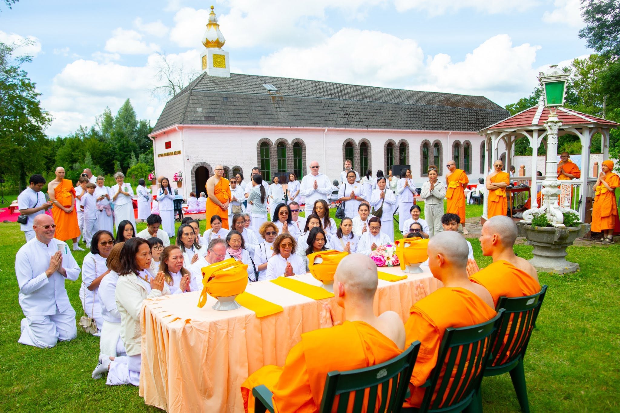 The mass ordination of 38 ordinands at Wat Phra Dhammakaya Belgium
