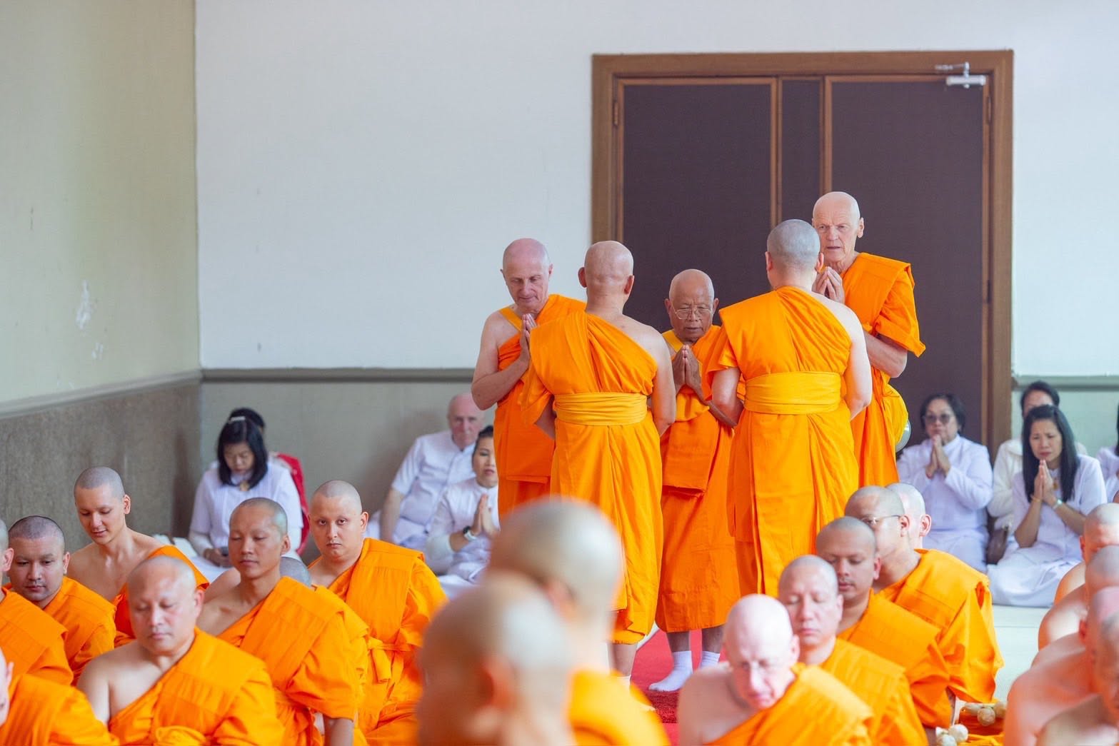 The mass ordination of 38 ordinands at Wat Phra Dhammakaya Belgium