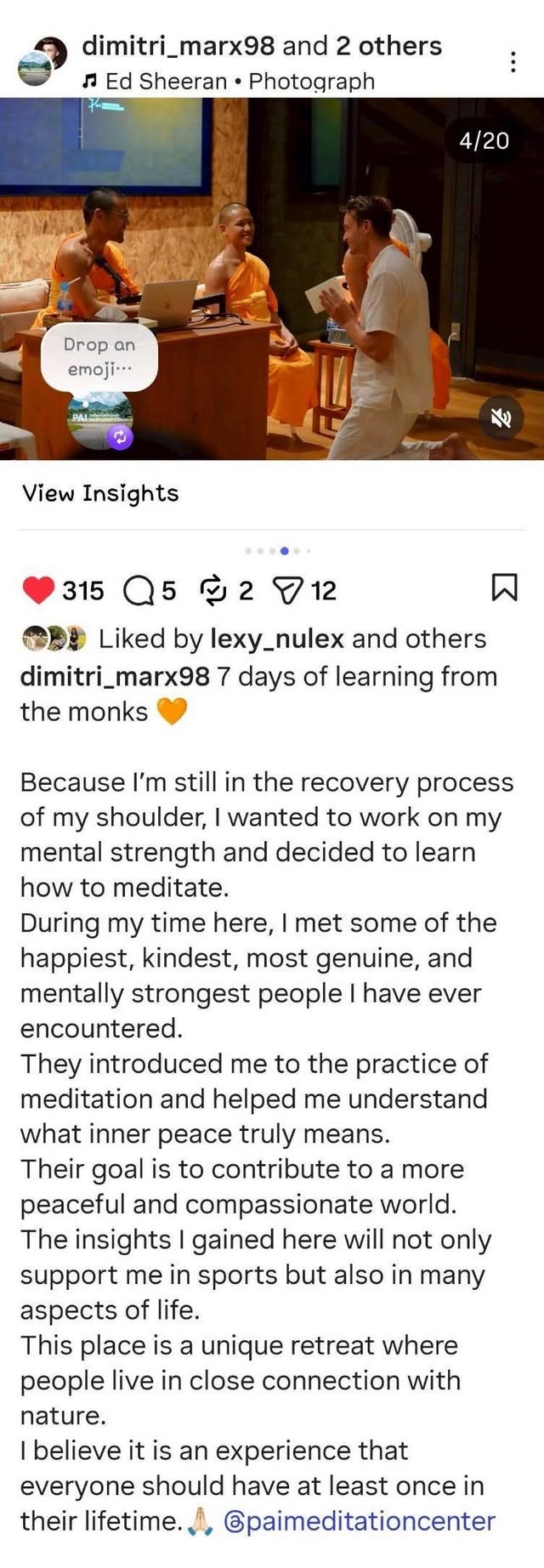 Dimitri Marx’s Meditation Experience at Pai International Meditation Center