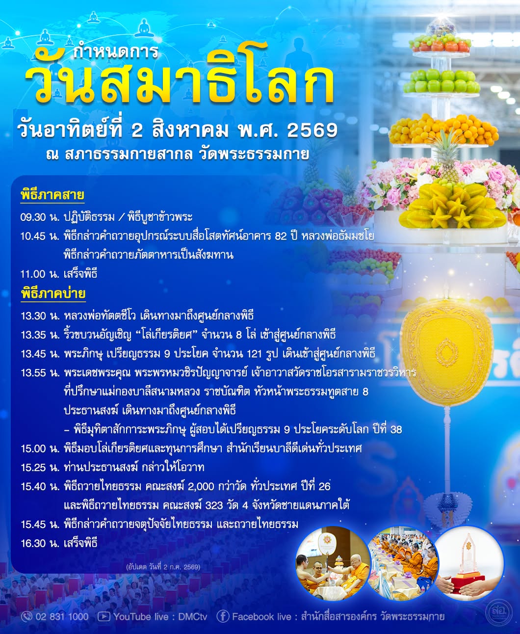 กำหนดการพิธีบูชาข้าวพระ, วันสมาธิโลก