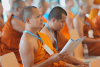 สมเด็จพระสังฆราชประทานพระคติธรรมในพิธีเปิดการประชุมสหภาพพระธรรมทูตไทยในทวีปยุโรป ณ วัดศรีนครินทรวราราม ประเทศสวิตเซอร์แลนด์