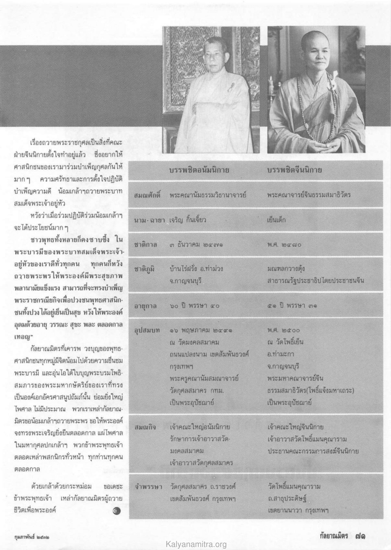 การถวายพระราชกุศล วารสารกัลยาณมิตร ปี 2532 ฉบับที่ 2 หน้า 73