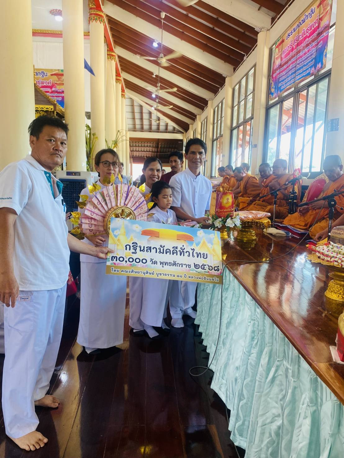 ภาพการถวายปัจจัยวัดศรีจันต์