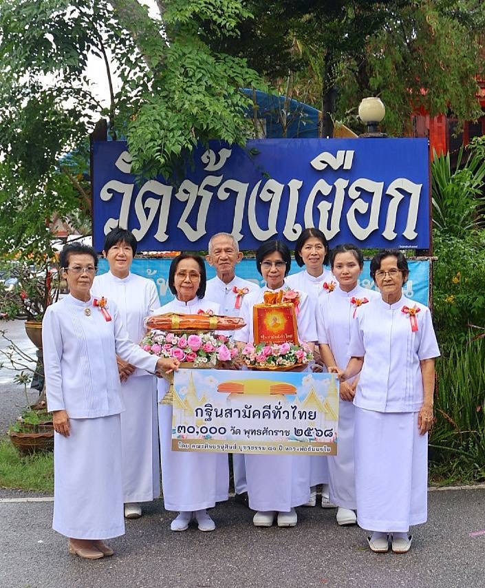 ภาพหมู่ถือพานถวายปัจจัยวัดช้างเผือก