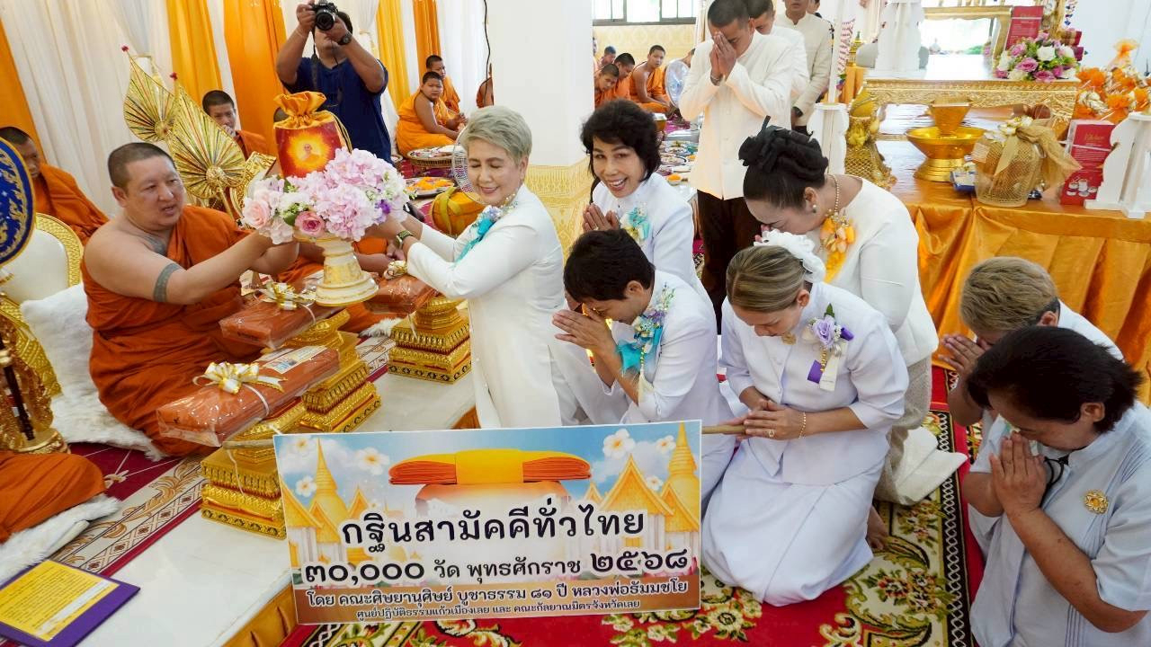 ภาพการถวายปัจจัยวัดโพธิ์งาม