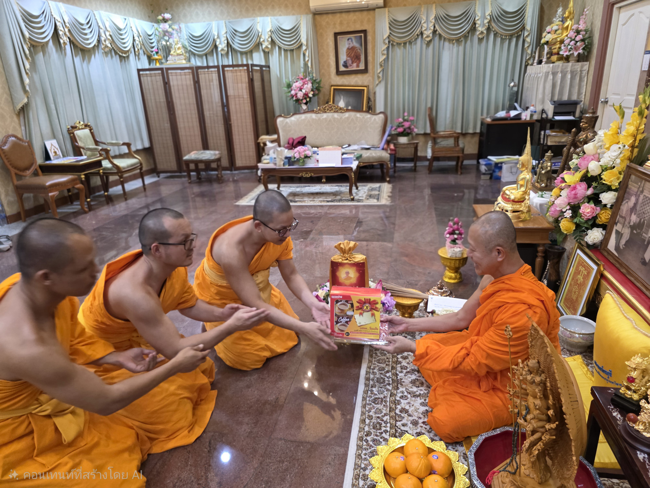 ภาพหมู่ถือพานถวายปัจจัยวัดพระศรีรัตนมหาธาตุ
