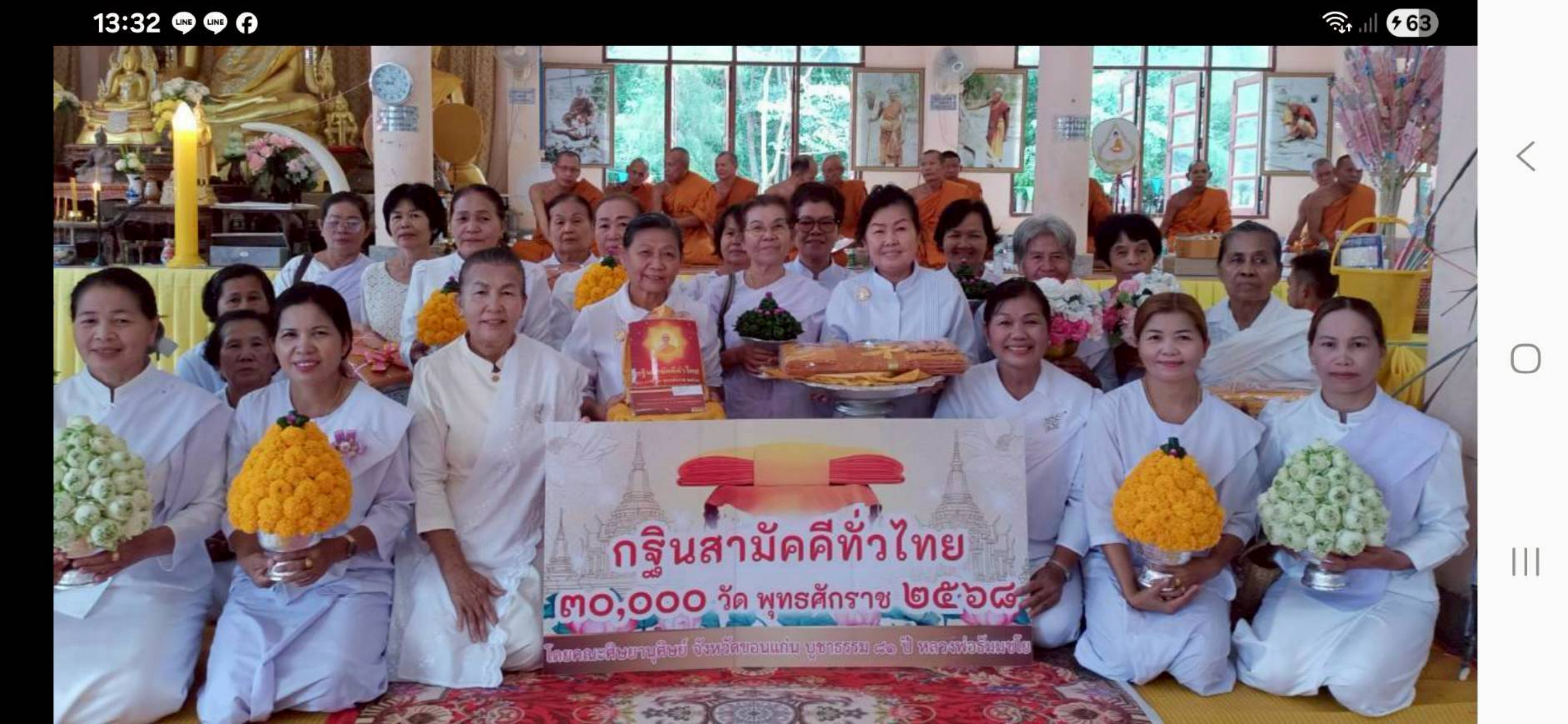 ภาพหมู่ถือพานถวายปัจจัยวัดจันทรสิรินทราวาส