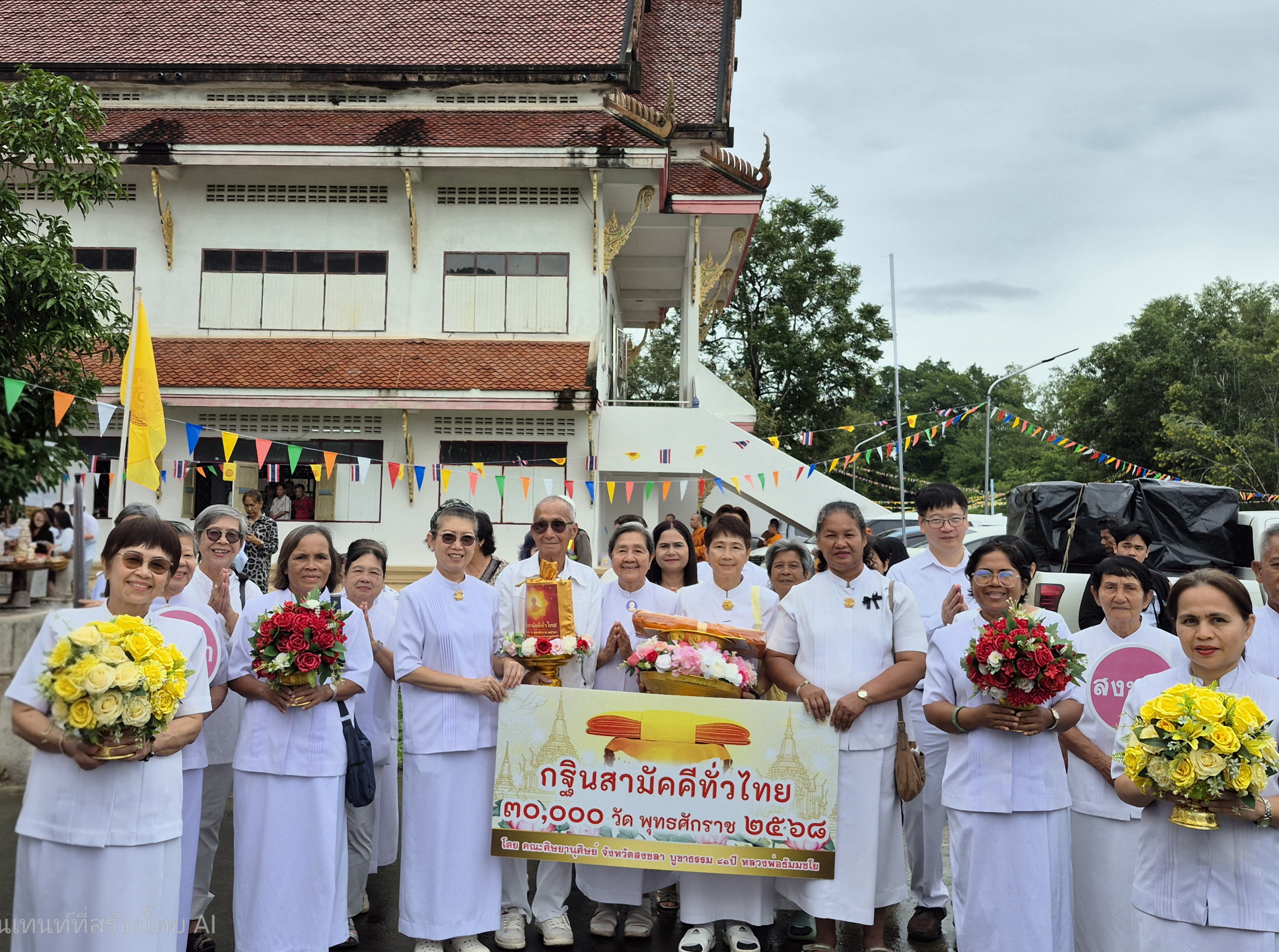 ภาพหมู่ถือพานถวายปัจจัยวัดชัยชนะสงคราม