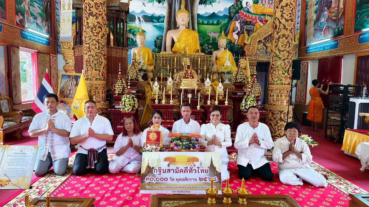 ภาพหมู่ถือพานถวายปัจจัยวัดมงคลประสิทธิ์