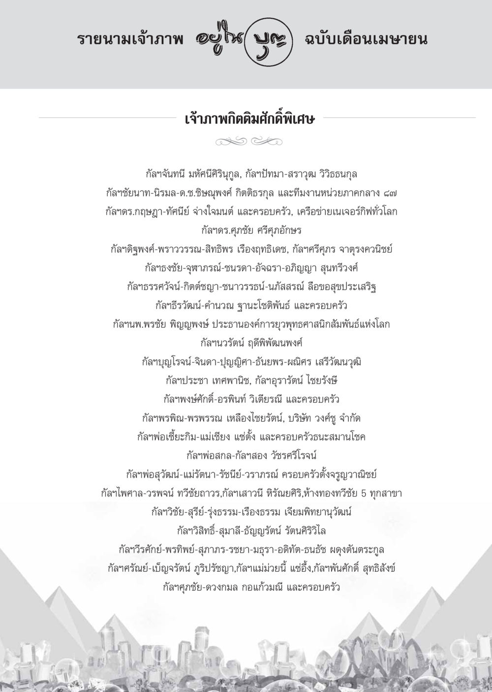 รายนามเจ้าภาพประจำเดือนเมษายน วารสารอยู่ในบุญ ประจำเดือน เมษายน พ.ศ.2555 หน้า 119