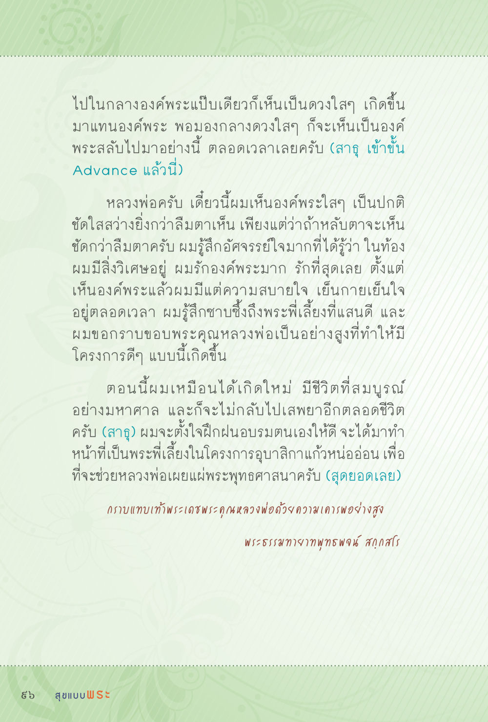 การเห็นองค์พระและประสบการณ์ทางจิตวิญญาณ สุขแบบพระ Vol.1 หน้า 162