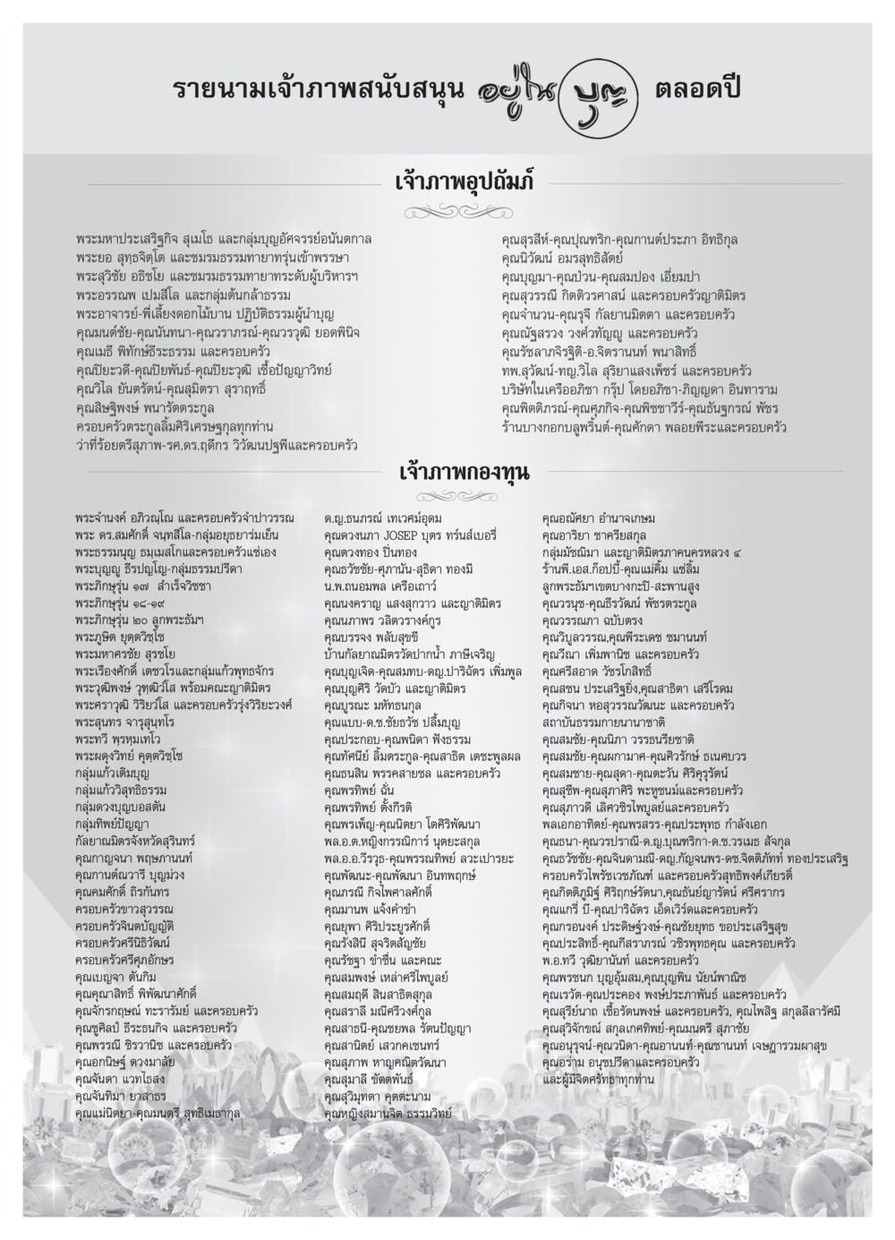 รายนามเจ้าภาพสนับสนุน วารสารอยู่ในบุญ ประจำเดือน มีนาคม พ.ศ.2550 หน้า 74