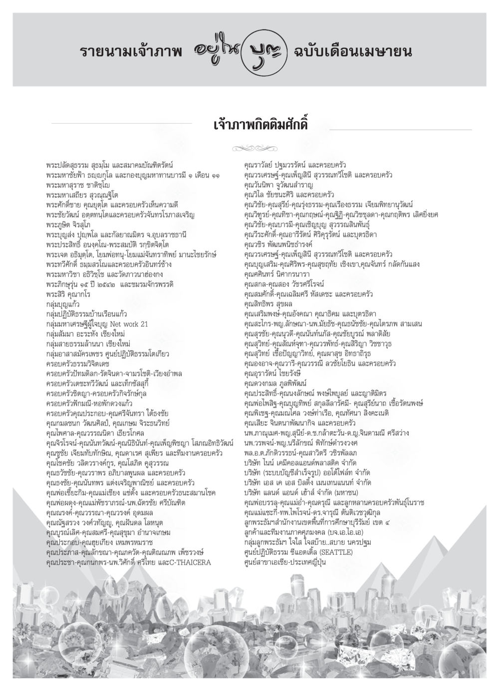 รายนามเจ้าภาพ วารสารอยู่ในบุญ ประจำเดือน เมษายน พ.ศ.2550 หน้า 87