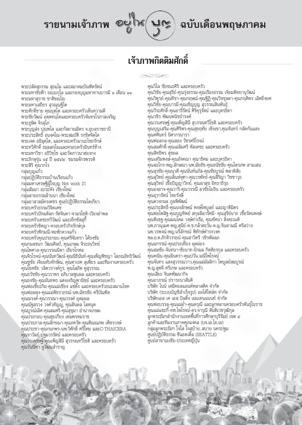 รายนามเจ้าภาพอยู่ไฟ - ฉบับเดือนพฤษภาคม วารสารอยู่ในบุญ ประจำเดือน พฤษภาคม พ.ศ.2550 หน้า 79