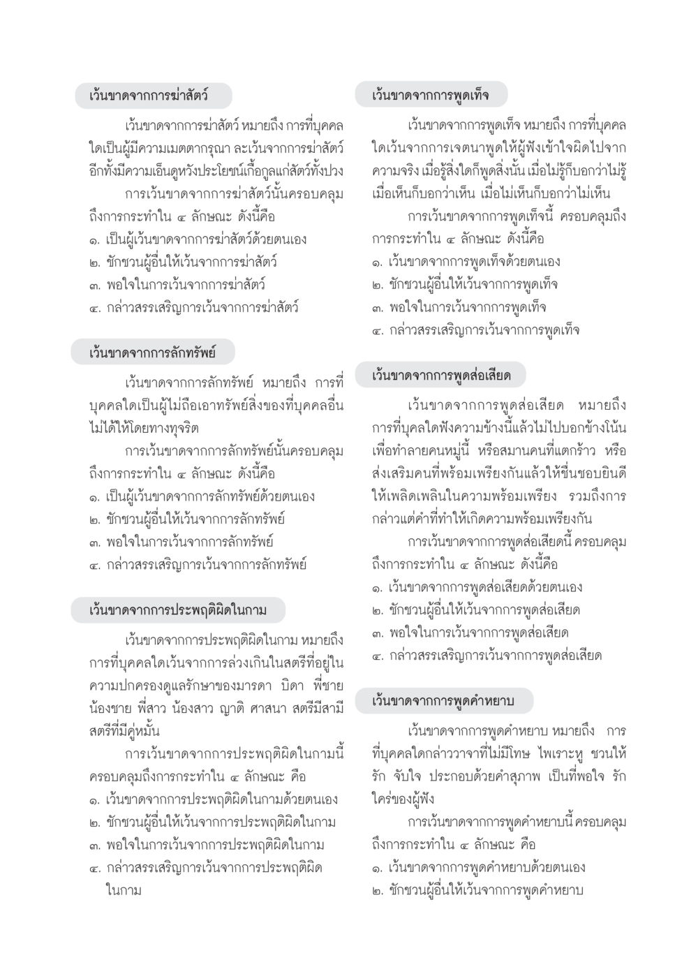การเว้นขาดจากการกระทำผิดในกรณีต่างๆ วารสารอยู่ในบุญ ประจำเดือน กันยายน พ.ศ.2550 หน้า 45