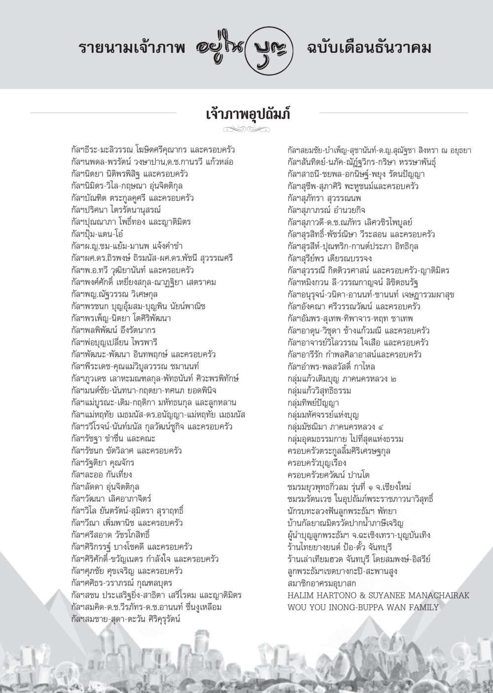 รายนามเจ้าภาพ วารสารอยู่ในบุญ ประจำเดือน ธันวาคม พ.ศ.2550 หน้า 95