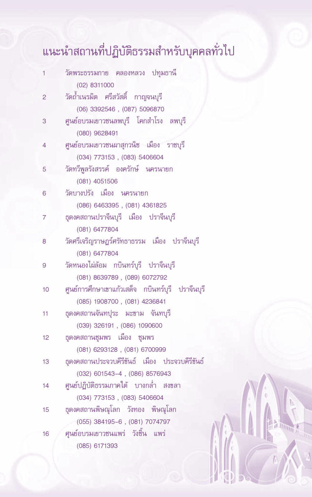 คำแนะนำสถานที่ปฏิบัติธรรมสำหรับบุคคลทั่วไป ที่นี่มีคำตอบ ฉบับ mini เล่มที่ 5 อย่างงี้บาปมั้ย หน้า 110