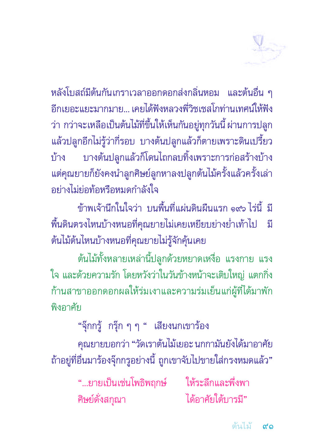 การปลูกต้นไม้และความรักในธรรมชาติ อยู่กับยาย หน้า 91