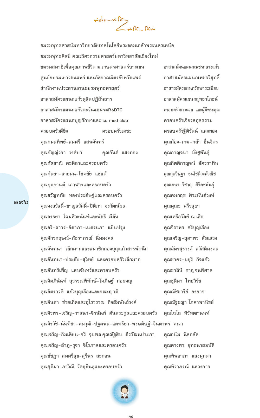 รายชื่ออาสาสมัครและครอบครัว ทำง่าย...ทำได้ ทำได้...ได้ทำ หน้า 196