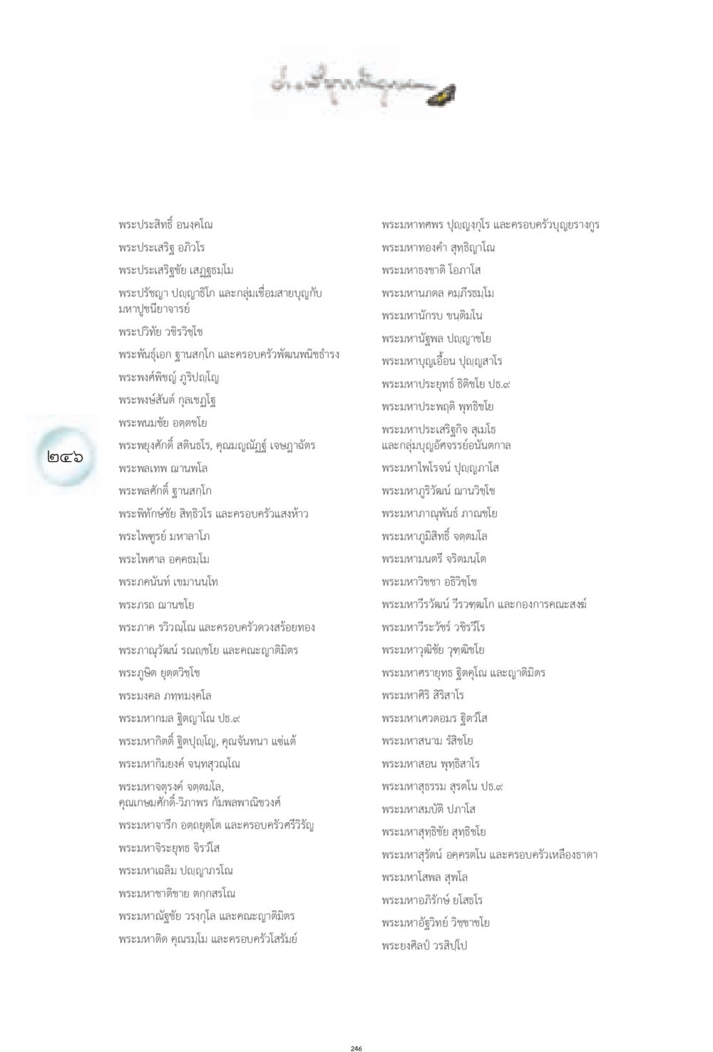 รายชื่อพระภิกษุและญาติมิตร ง่ายที่สุดถึงจุดหมาย 1 หน้า 246