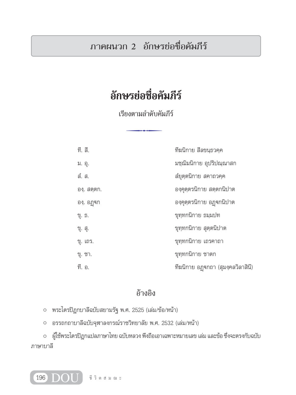 อักษรย่อชื่อคัมภีร์ SB 304 ชีวิตสมณะ หน้า 207