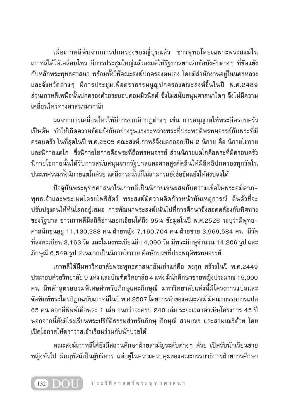 การเคลื่อนไหวของพระพุทธศาสนาในเกาหลีใต้หลังการปกครองของญี่ปุ่น GB 405 ประวัติศาสตร์พระพุทธศาสนา หน้า 141