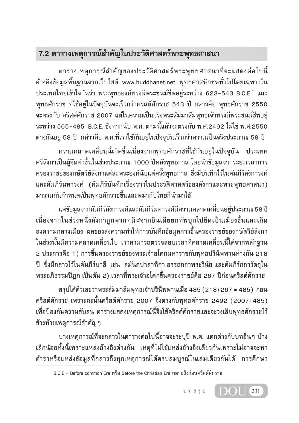 ตารางเหตุการณ์สำคัญในประวัติศาสตร์พระพุทธศาสนา GB 405 ประวัติศาสตร์พระพุทธศาสนา หน้า 240