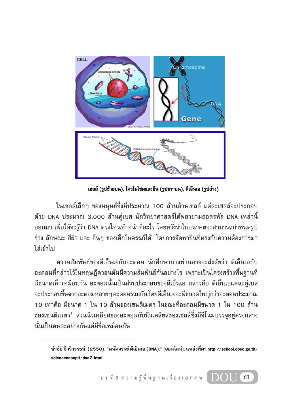 ความรู้พื้นฐานเกี่ยวกับเซลล์และดีเอ็นเอ GB 406 สรรพศาสตร์ในพระไตรปิฏก หน้า 74