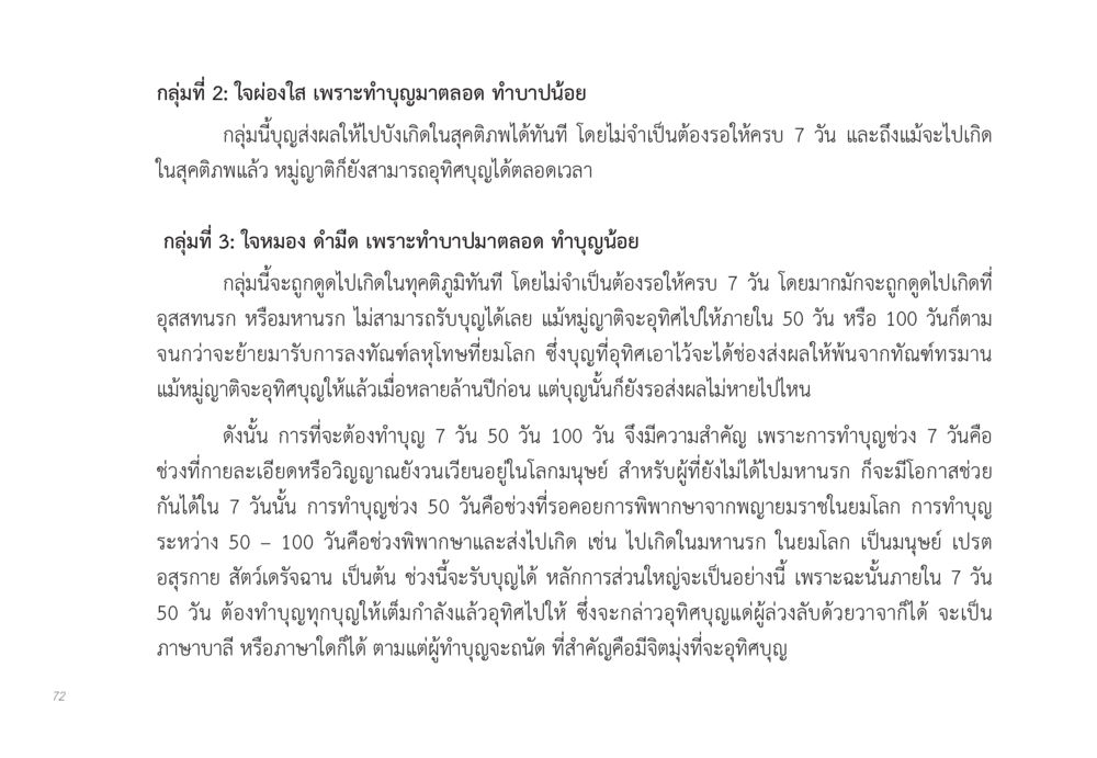 การทำบุญและการอุทิศบุญในชาติต่อไป ส่งบุญ หน้า 72